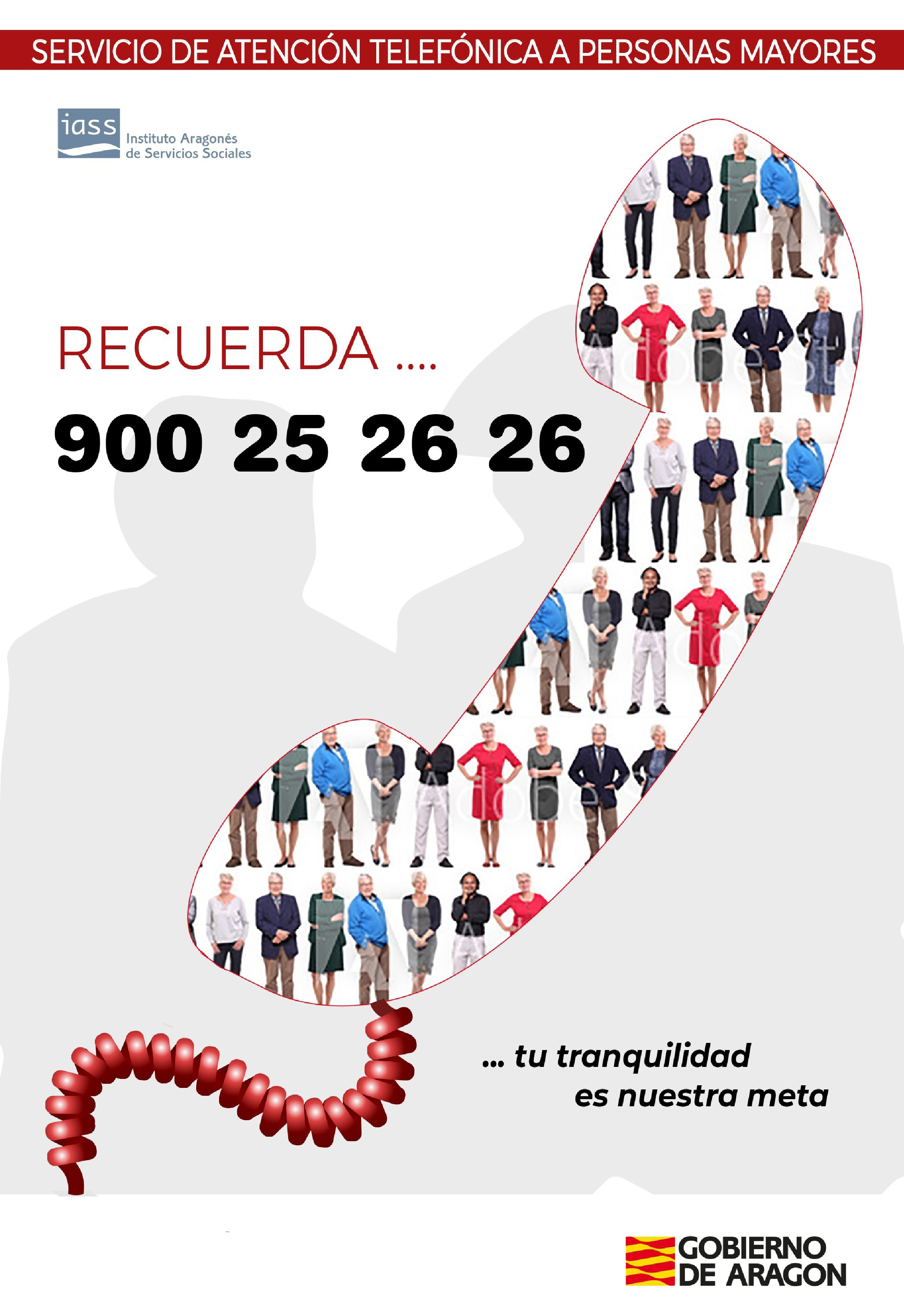 Cartel publicitario del Teléfono de Atención a Personas Mayores de Aragón, 900 25 26 26