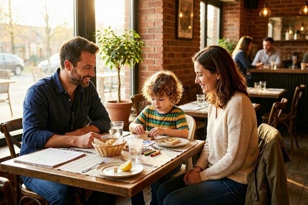 Familia en restaurante