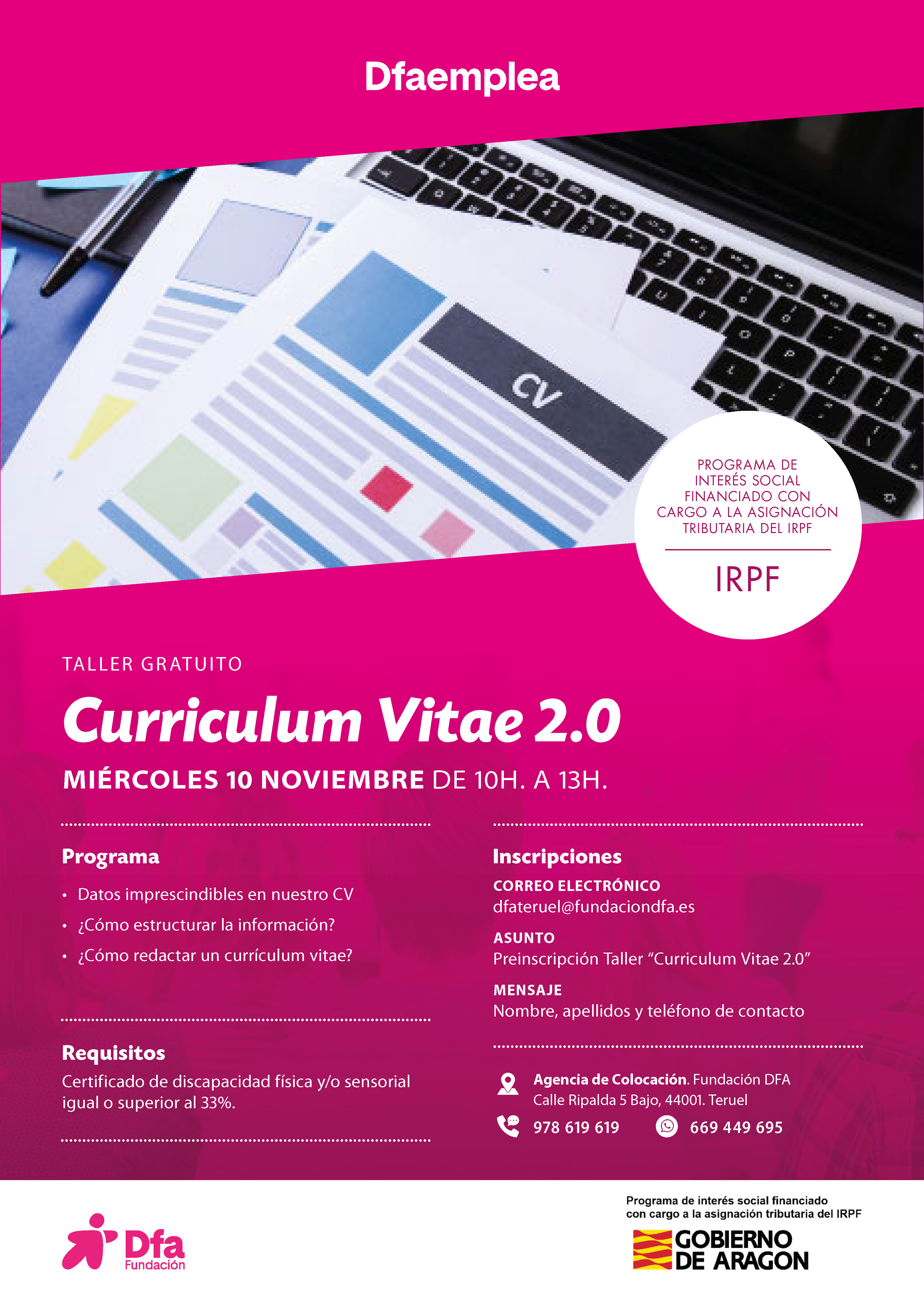 Cartel taller empleo CV