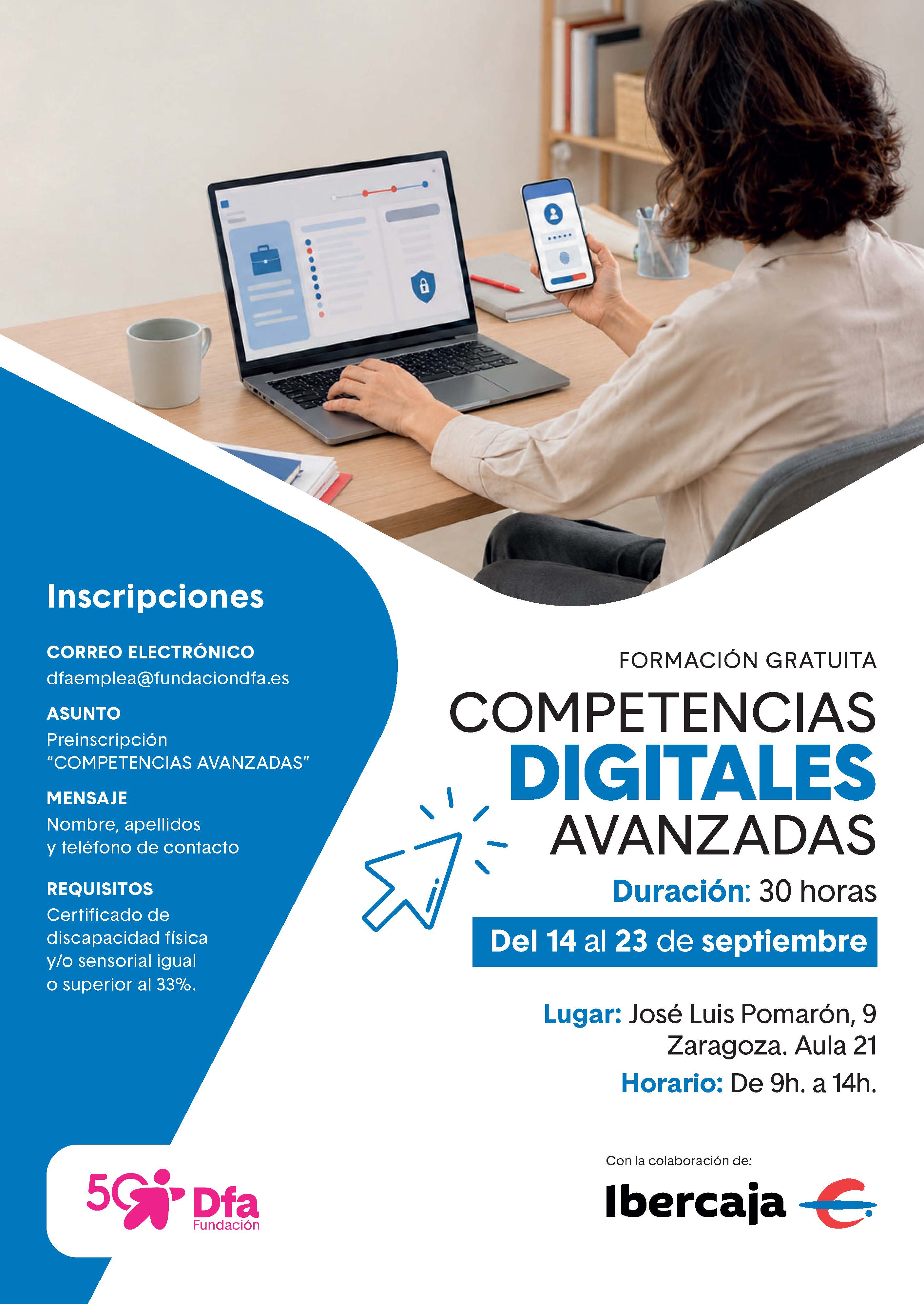 Cartel taller Competencias digitales avanzadas septiembre 2026