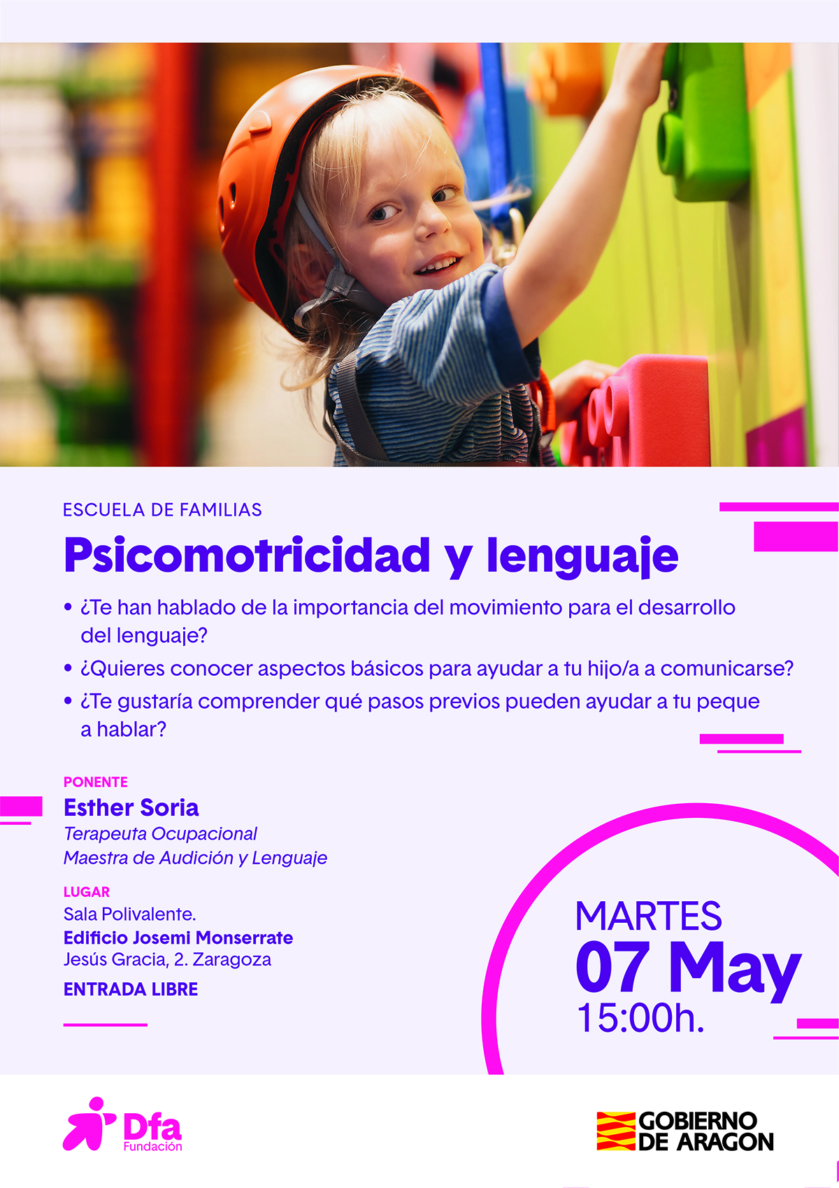 Cartel charla psicomotricidad