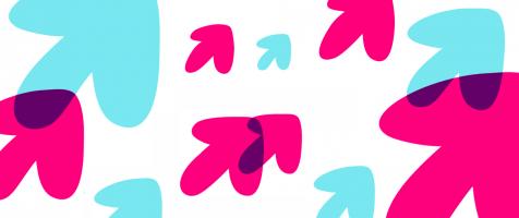 Flechas magentas y azules símbolo de la fundación