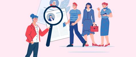 Dibujo con varias personas en entornos laborales