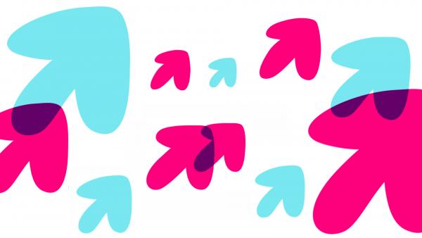 Flechas magentas y azules símbolo de la fundación