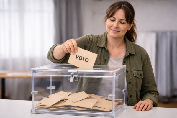 Un mujer deposita su voto en una urna