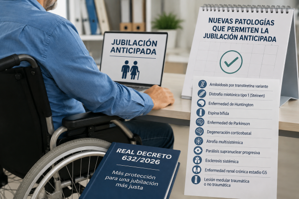 Una persona en silla de ruedas con la lista de las nuevas enfermedades